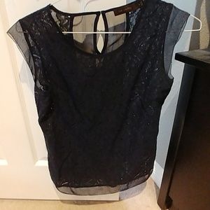 The limited Blue flower top, sheer